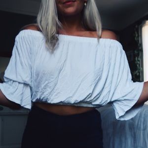 Missguided White Cropped Off-Shoulder Top